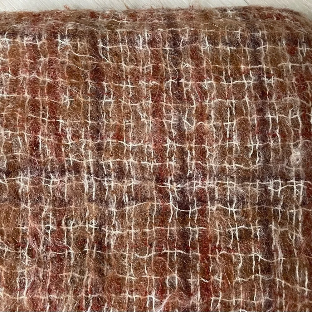 HIGHLANDS Vintage Mohair Wool Winter Scarf Made In Scotland Brown One Size